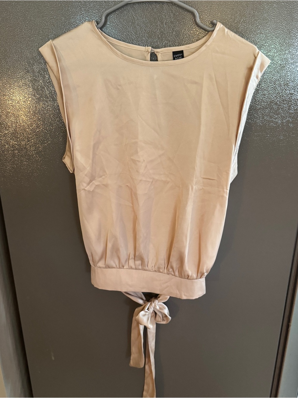 Sleeveless Tie-Hem Blouse in Light Blush by Emery Rose